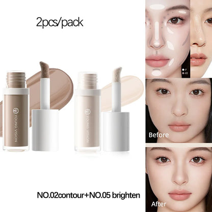4-Color 3D Face Contour Liquid Bronzer Shade Smooth Highlight Mirror Lasting Natural Nose Shadow Waterproof Brighten Makeup