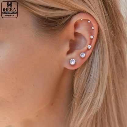 ASTM F136 Titanium Piercing Round Bowl Shaped Screw Labret Earring Set Lip Ring Cartilage Tragus Conch Jewelry Helix Nose Studs