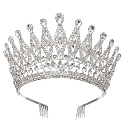 KMVEXO Baroque Queen Large Crystal AB Crowns For Bridal Women Girls Wedding Tiaras Diadem Comb Princess Party Hair Dress Jewelry