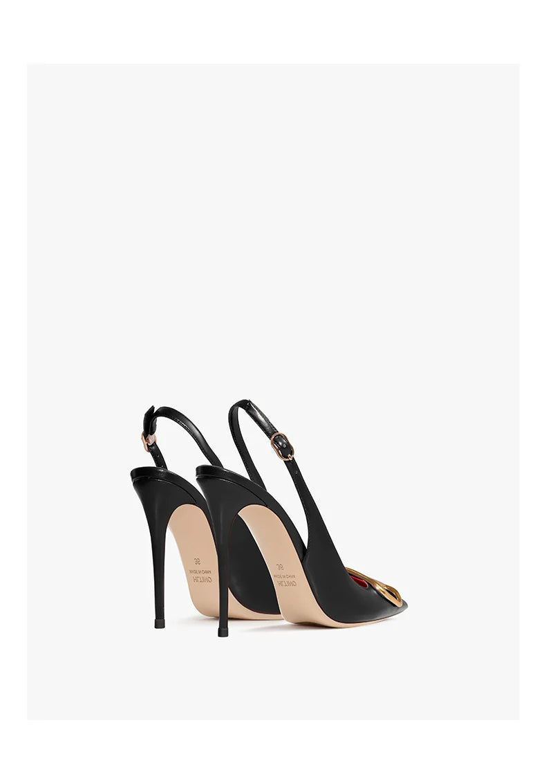 HLTINO Fahion Slingback Black Comfortable Women Summer Shoes Very High Heel Sandals 2025 Trend for Wedding Party Dress