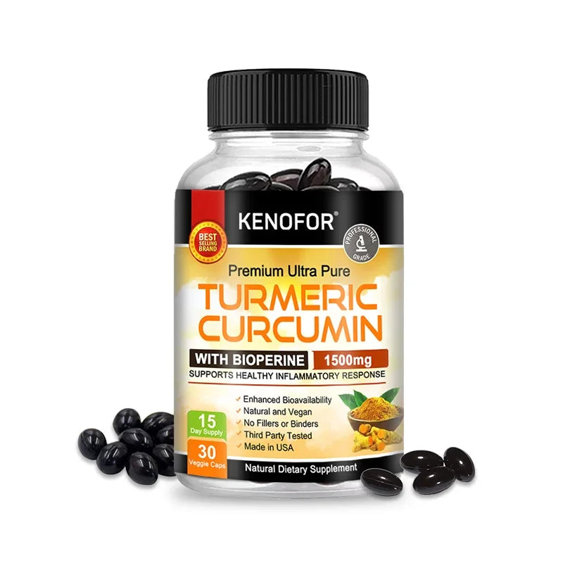 Turmeric Curcumin Capsules 1500mg - Supports Cell Health, Antioxidants, Promotes Joint and Bone Health