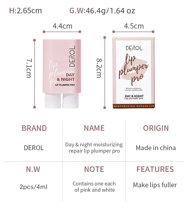 DEROL Day Night Moisturizing Lip Plumping Lipstick Primer Hydrating Watery Glossy Lip Gloss Mirror Jelly Longlasting Lip Stain