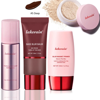 Ultimate Blurring Setting Powder Travel Size Set  Waterproof Setting Spray Blur Magnet Primer BASE BLUR BALM  Oil Control Kit