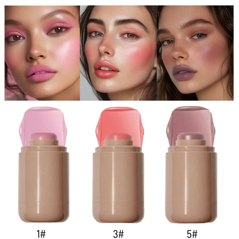 Lakerain 3in1 Cheek Lip Tinted Moistured Blush Stick Waterproof Easy Color Rouge Silky Smooth Blusher Cream Matte Contour Makeup