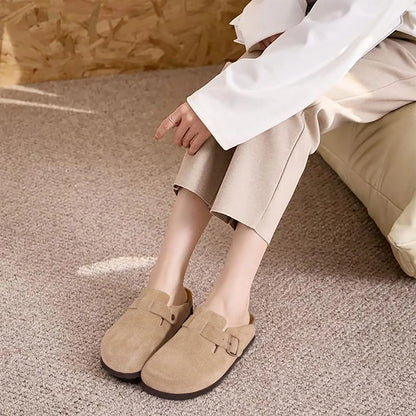 Goosecret Genuine Cow Suede Clogs for Women Men Clogs Soft Cork Footbed Mules Leisure House Shoes with Arch Support Beach Slides