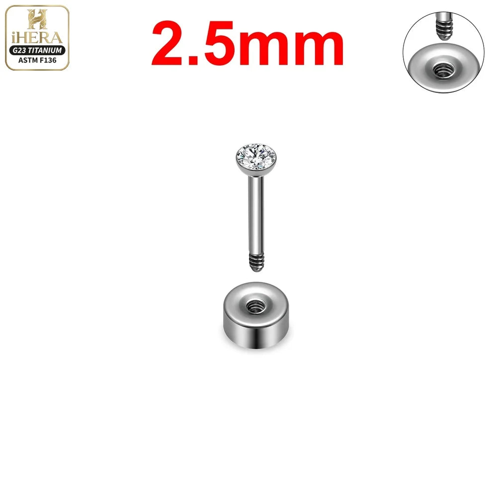 ASTM F136 Titanium Piercing Round Bowl Shaped Screw Labret Earring Set Lip Ring Cartilage Tragus Conch Jewelry Helix Nose Studs