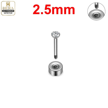 ASTM F136 Titanium Piercing Round Bowl Shaped Screw Labret Earring Set Lip Ring Cartilage Tragus Conch Jewelry Helix Nose Studs