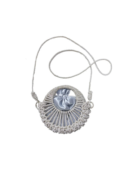Niche design full diamond shiny small round bag for women 2025 socialite dinner bag casual versatile handbag rhinestone bag