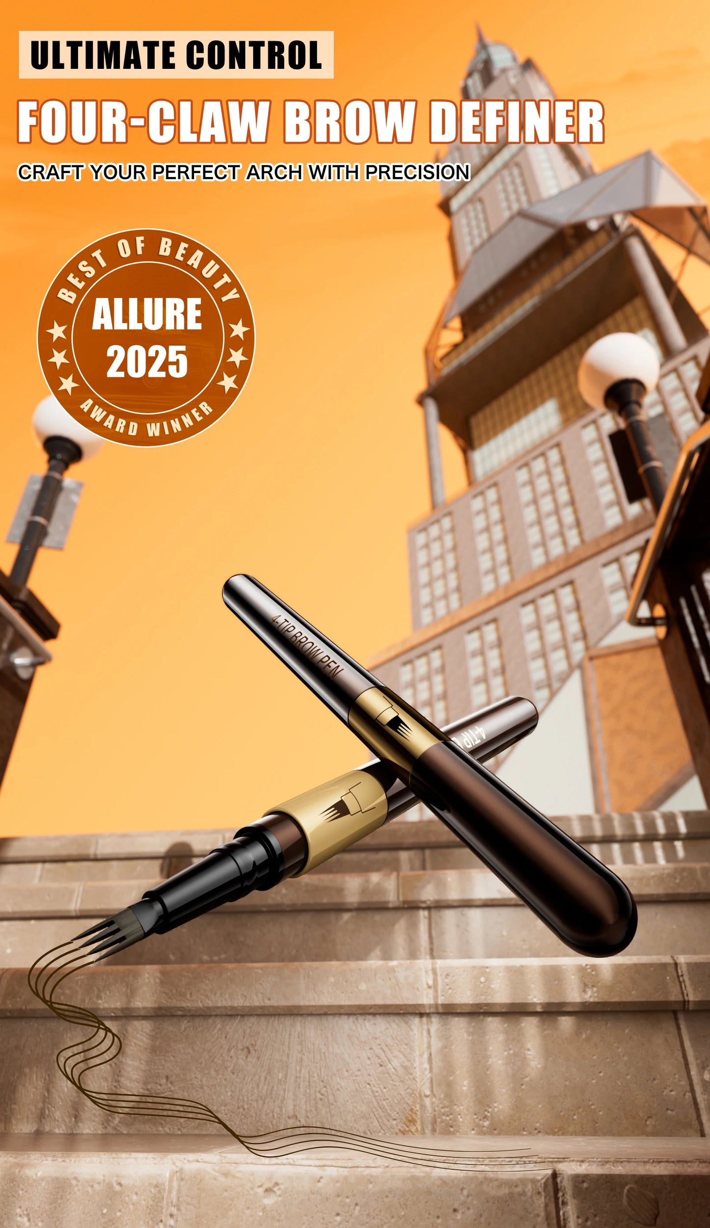 Four-pronged eyebrow pencil, four-end, long-lasting, non-smudged, water-resistant, anti-smudged eyebrow pencil