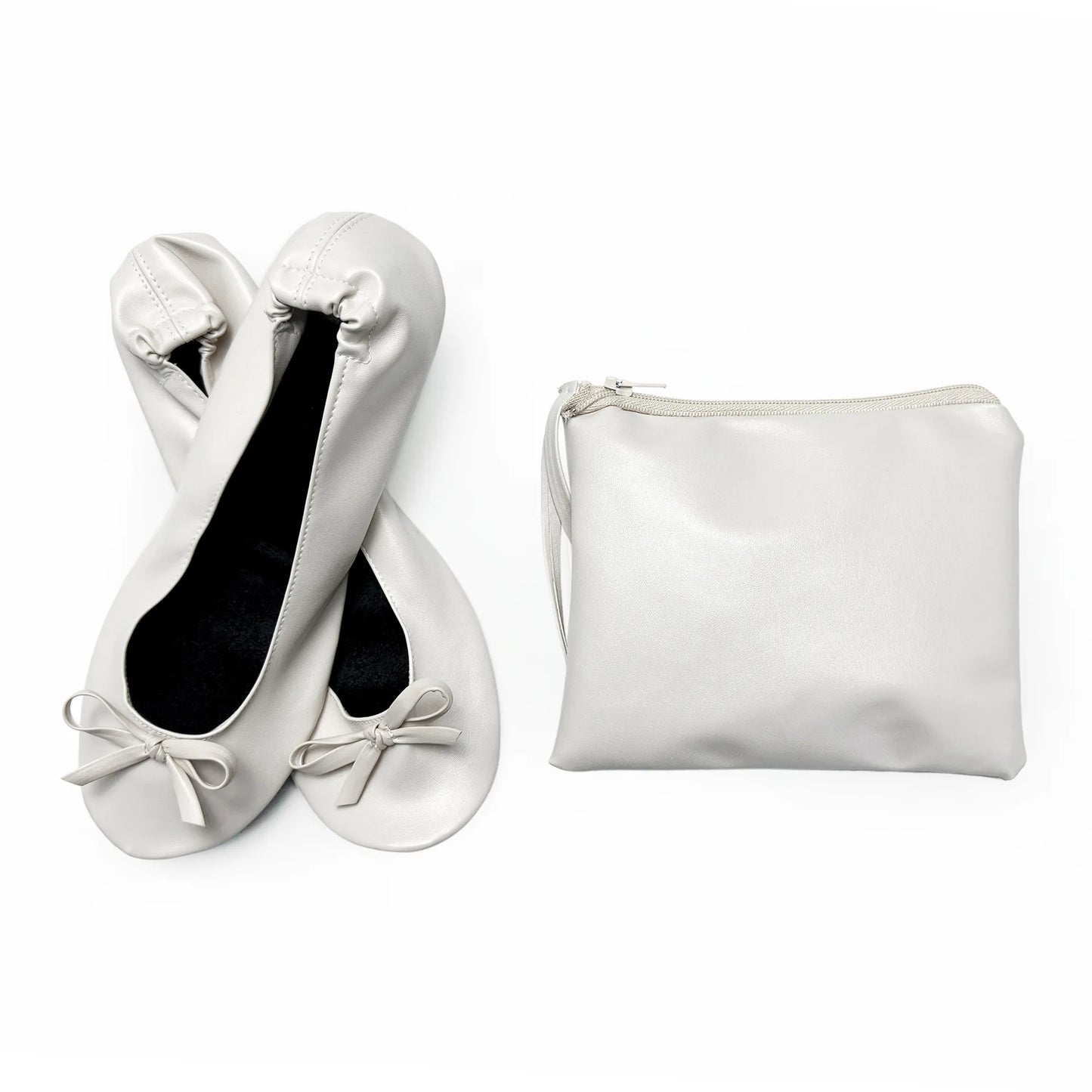 Women's Foldable Portable Ballet Flats For Indoor Use Roll Up Slippers, Conveniently Packaged, With Bag, For Travel Wedding
