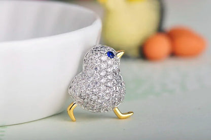 Amazing Price Little Blue Eyes Chick Shape Brooches Copper Zircon Brooch For Women Girls Collar Suit Pin Dress Sca