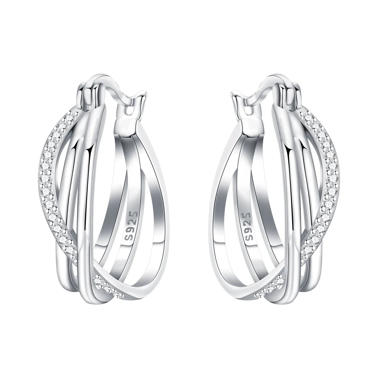 925 Sterling Silver Exquisite Multi-layer Ear Ring Jewelry Versatile Hoop Earrings For Women Jewelry Fine Birthday Party Gift