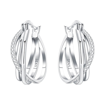 925 Sterling Silver Exquisite Multi-layer Ear Ring Jewelry Versatile Hoop Earrings For Women Jewelry Fine Birthday Party Gift