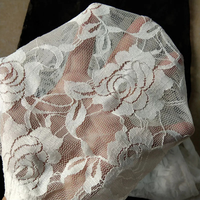 New Retro Sexy Net yarn Lady Rose Lace Elegant Through Leggings Pants Footless Black White Women Summer Skinny Nine Pants