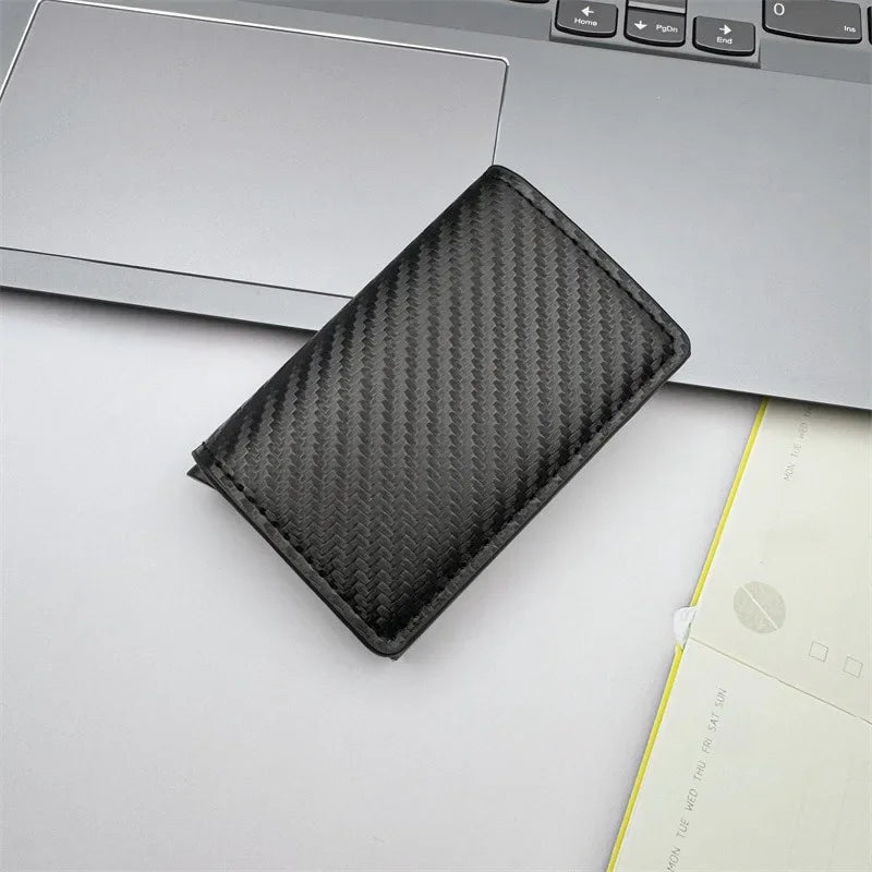 Men and women  Minimalist RFID Blocking Wallet-Automatic Pop-up Metal Credit Card Holder,Zipper Coin Purse Business Card Wallet