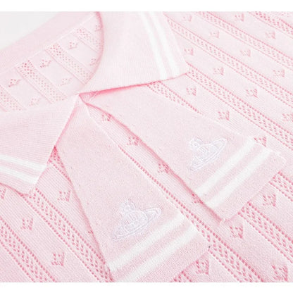 Summer College Style Knitted Collar Girls' T-shirt Simple, Breathable, Comfortable Short Sleeved Commuting Texture High-end Top