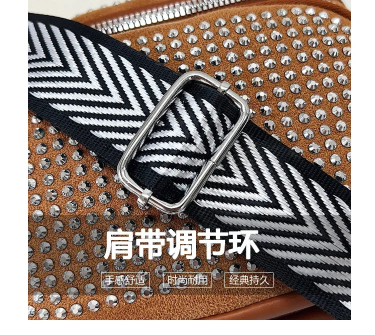 Fashion Shiny Women crossbody bags PU leather Wide strap Female Shoulder bags Ladies Waist Pack and Purses Saddle Chest Bags