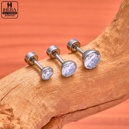 ASTM F136 Titanium Piercing Round Bowl Shaped Screw Labret Earring Set Lip Ring Cartilage Tragus Conch Jewelry Helix Nose Studs