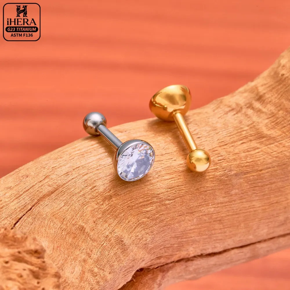 ASTM F136 Titanium Piercing Round Bowl Shaped Screw Labret Earring Set Lip Ring Cartilage Tragus Conch Jewelry Helix Nose Studs