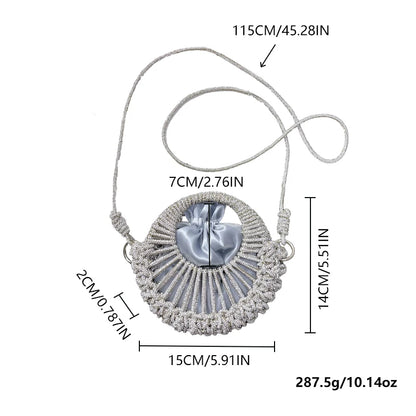 Niche design full diamond shiny small round bag for women 2025 socialite dinner bag casual versatile handbag rhinestone bag