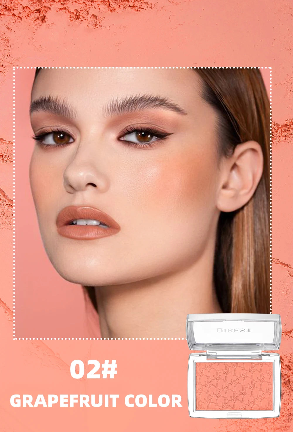 Embossed Powder Blush Peach Pink Coral Tint Makeup 3D Relief Blush Palette Brown Cheek Contour Rouge Cosmetics Face Brightens