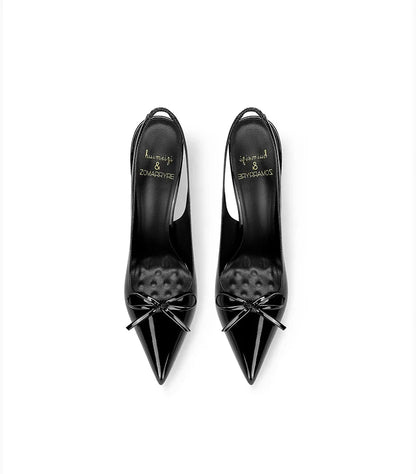2025 Spring New Women's High Heels Black Patent Leather Pointed Stiletto Fashion Trend Women's Shoes