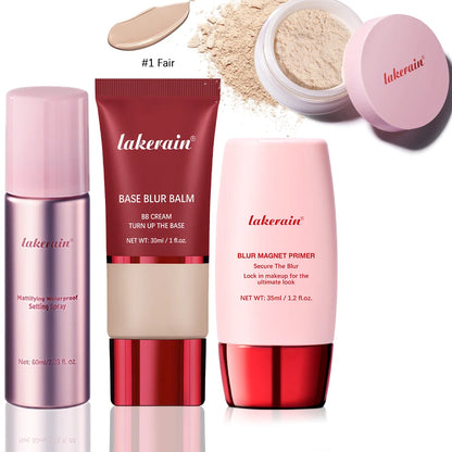 Ultimate Blurring Setting Powder Travel Size Set  Waterproof Setting Spray Blur Magnet Primer BASE BLUR BALM  Oil Control Kit