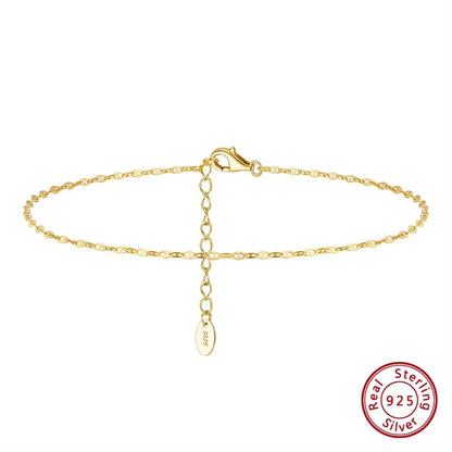 ORSA JEWELS 925 Sterling Silver Mariner Chain Anklets Fashion Women Summer 14K Gold Foot Bracelet Ankle Straps Jewelry SA24