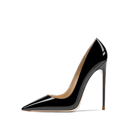 HLTINO Navy Blue Bright Shoes for Spring Summer Women Patent Leather High Heels Pointed Toe Sexy White Autumn Pumps