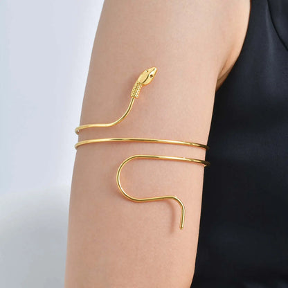 Upper Arm Armlet Bracelets for Women, Fashion Creative Spiral Line Adjustable Armband Cuff Bangle, Luxury Aesthetic Jewelry