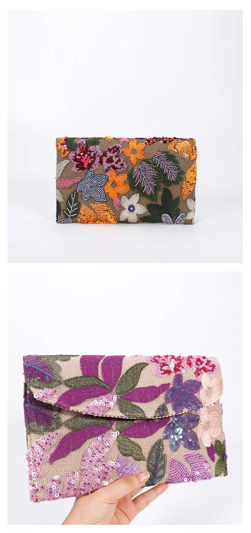 Cross-border High-end Envelope Bag, Sequined Embroidery Straw-woven Niche Women's Clutch Bag, Summer New Woven Women's Clutches