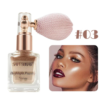 Face & Body Shimmer Spray, Contour Highlight Powder Mist, Ultra-Fine Glitter for Cheekbones Legs Body, Dewy Makeup Setting Spray