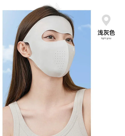 Ladies and Men's Summer Full Face Hyaluronic Acid Sunscreen Mask UPF 500+UV Protection Breathable Ice Silk Mask for Outdoor Spor