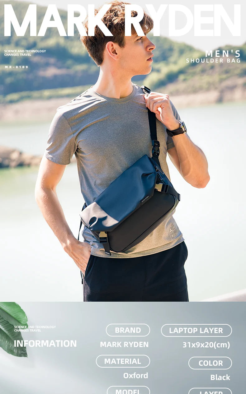 MARK RYDEN Water Repellent Messenger Bag Men Bags Shoulder Crossbody Fit 11 inch Ipad