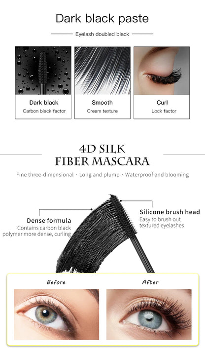Mascara Waterproof Smudge Proof Elongate Eyelashes Makeup Tool, Natural Thick Curling, Rhinestone Decorative Shell