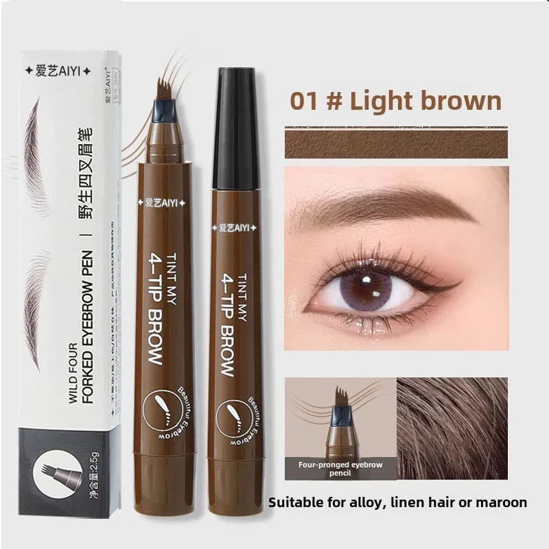 Waterproof Eyebrow Pen, Microblading Eyebrow Pencil With 4 Split Head, Natural Looking Brows Makeup ( 5 Colors)