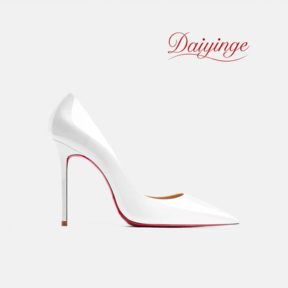 High Heels For Woman 2026 Trend New Leather Luxury Red Shiny Bottom Pointed Toe Stiletto Pumps 12cm Sexy Comfortable Party Shoes