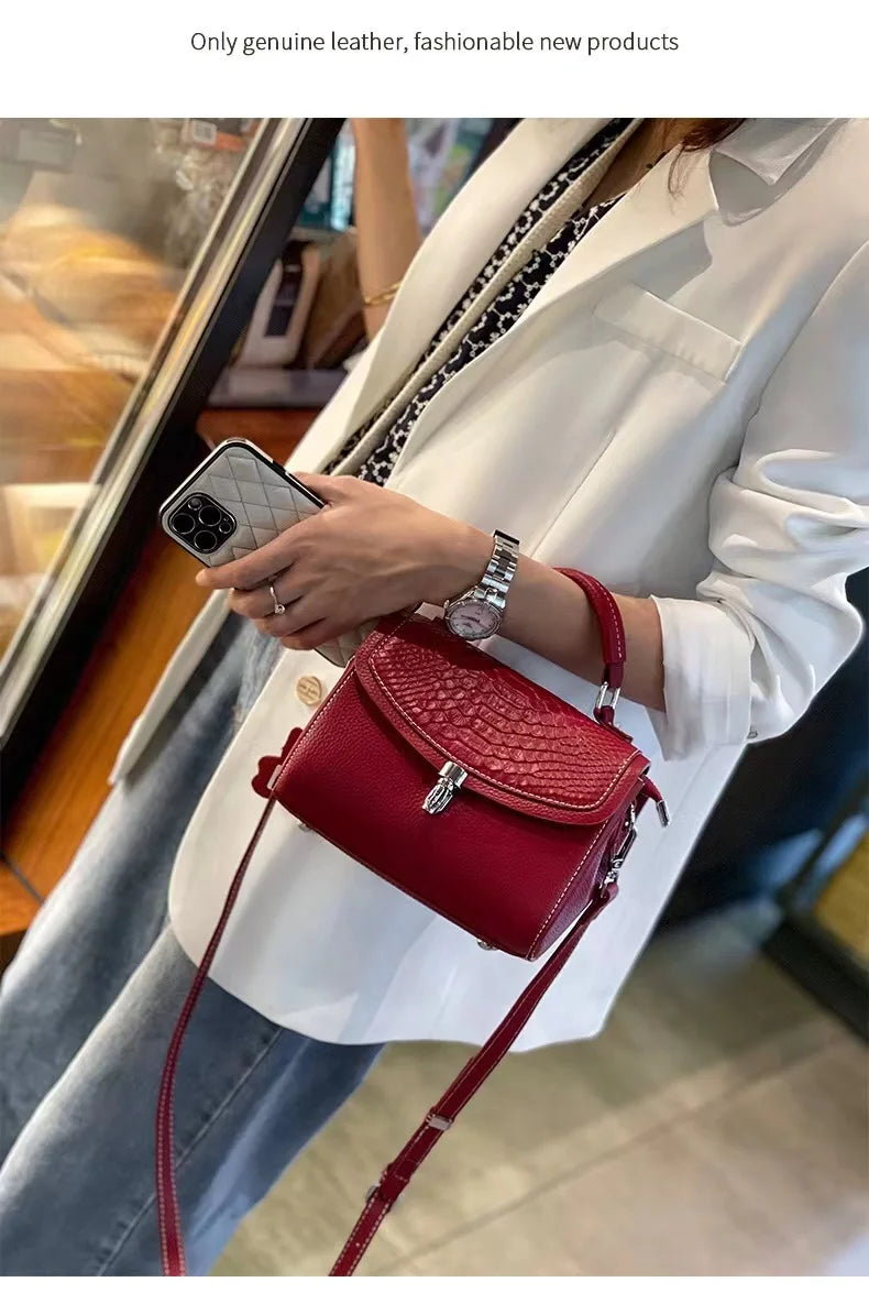 Women's Mini Bag Genuine Leather Lady Handbag Female Crocodile Pattern Crossbody Shoulder Bag Fashion Trend Small Flap Messenger