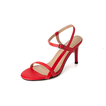 Peep Toe Ankle Strap Heeled Sandals for Women Open Toe Thin Heel Shoes Green Nude Red Silver White Black Plus Size 33-54 H1689