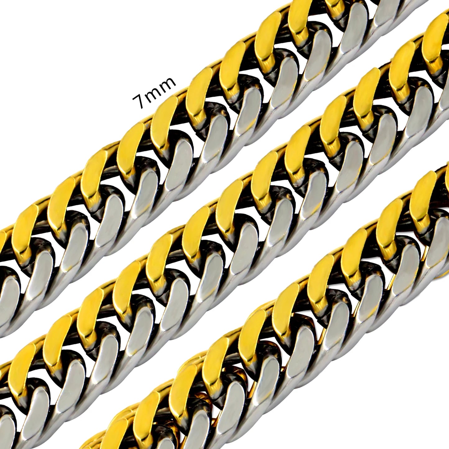 LUXUSTEEL 7MM Punk Stainless Steel Cuban Curb Link Chain For Women Men Gold Color Necklace Hip Hop Miami Male Jewelry Wholesale