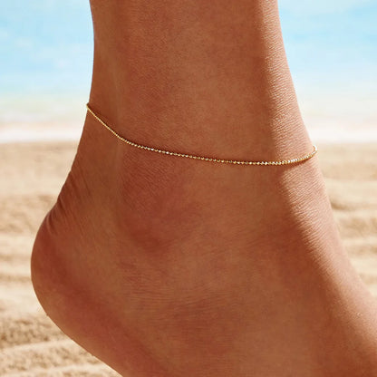ORSA JEWELS 925 Sterling Silver Mariner Chain Anklets Fashion Women Summer 14K Gold Foot Bracelet Ankle Straps Jewelry SA24