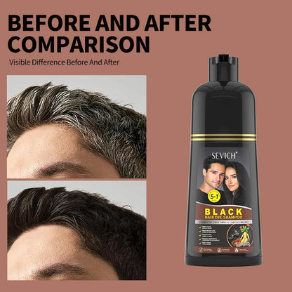 500ml Black Dyed Shampoo Instant Dye Covers Natural Gray Hair Shampoo Black Hair Dye Herbal Ginseng Ginger White Hair Dyed Black