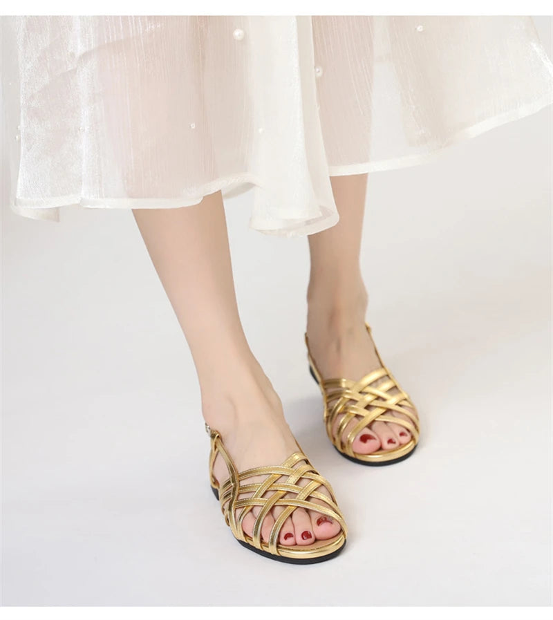 Women Roman Gladiator Flat Sandals Summer Soft Bottom Open Toe Narrow Band Weave Casual Shoes Plus Size Sandalias босоножки