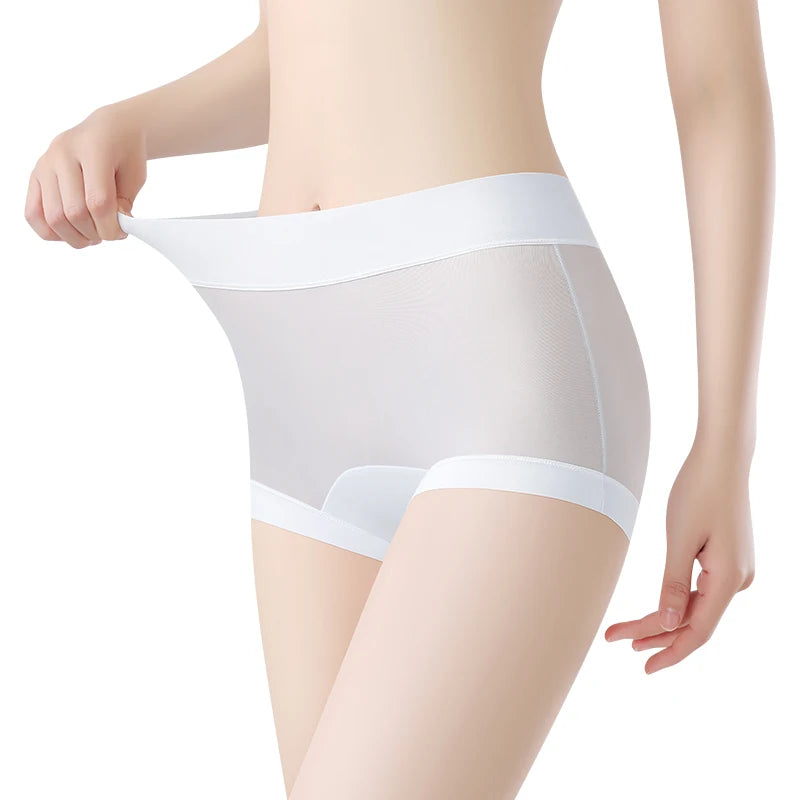 Summer Briefs Panties Women Micro Underwear Lady Ice Silk Woman Boxers Women's Shorts Transparent Linergie Sexy Panties Set Pack
