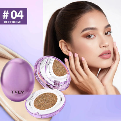 Korean Air Cushion Concealer Foundation, SPF Makeup Base with Soft-Focus Filter, Lightweight Non-Cakey, Long-Lasting Matte Cover