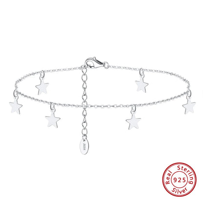 Rinntin Italian Sparkle Mirror Link Chain Anklet Women's 925 Silver Summer Foot Chain Bracelet Fashion Ankle Straps Jewelry SA29