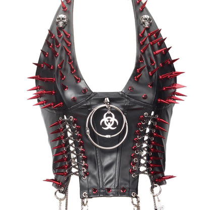 Goth Top Y2K Clothes Women's Tanks Emo Clothing Gothic Boho Tops with Spikes Punk Rock Teens Festival Spiked Bra Grunge T shirt