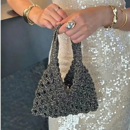 Circular Hollow Out Evening Clutch Party Bag For Women Luxury Designer Handbag New Fashion Shiny Rhinestones Shoulder Crossbody
