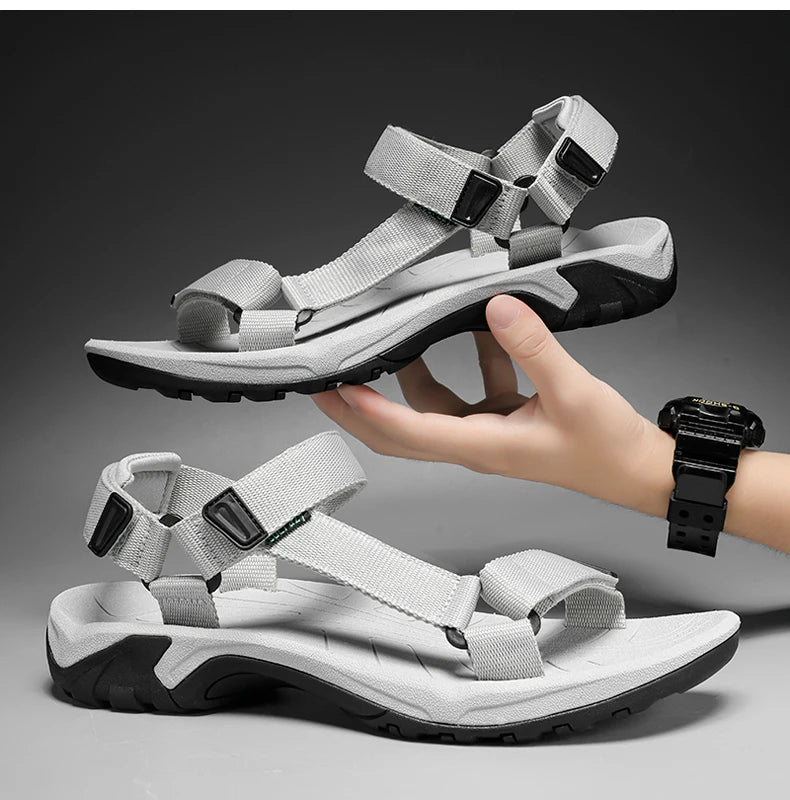 High Quality Summer Open Shoes Men Outdoor Adjustable Sandals Beach Gladiator Rome Breathable Green Pure Black Big Size 47 48