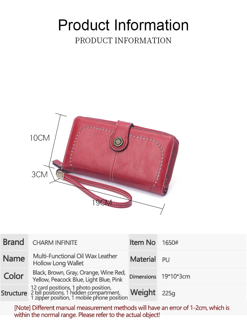 Vintage Large Capacity Women's Purse, Monochromatic, Multi-card, Long Wallet, Multi-function Zipper Strap, Wrist Strap, New